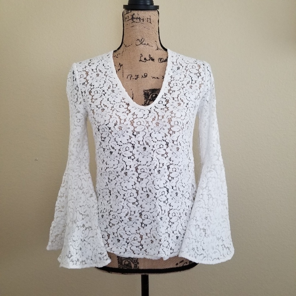 Zara Lace Blouse with Bell Sleeves